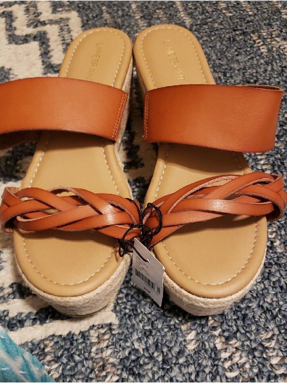 NWT Lane Bryant Brown Braided Espadrille Wedge Slides